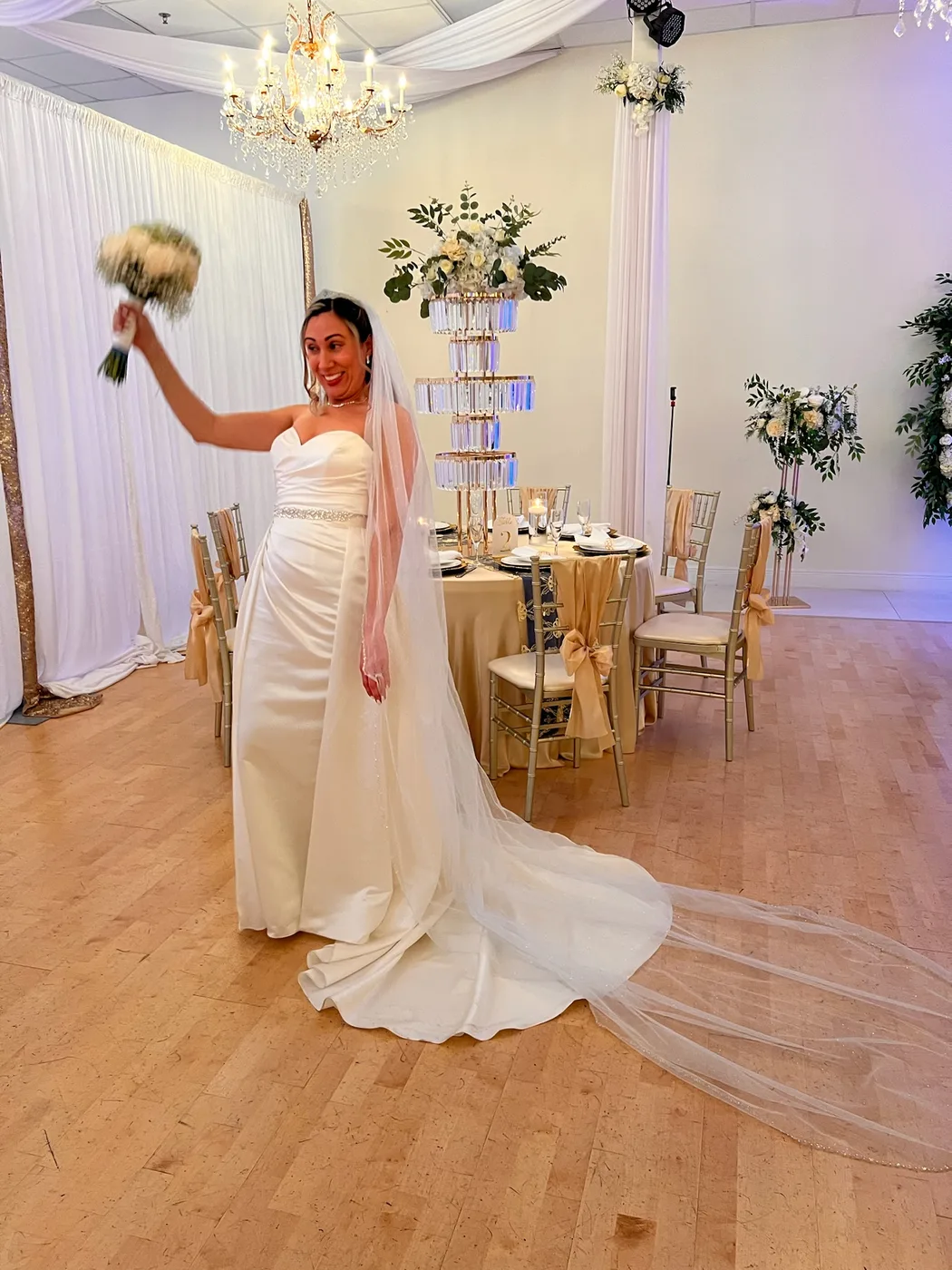 A real bride celebrating inside Nencini Ballroom